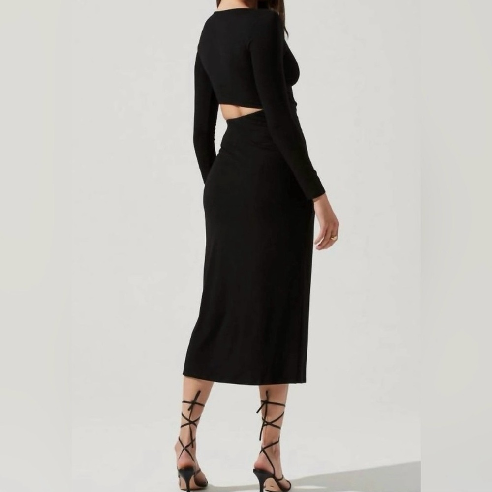 ASTR The Label Westwood Black Cutout Midi Dress Size M Long Sleeve Side Slit - Picture 3 of 8